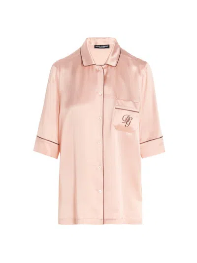 Dolce & Gabbana Short-sleeved Pyjama Shirt In Pink