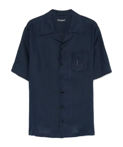 DOLCE & GABBANA DOLCE  GABBANA DG LOGO EMBROIDERED SHORT-SLEEVED SHIRT