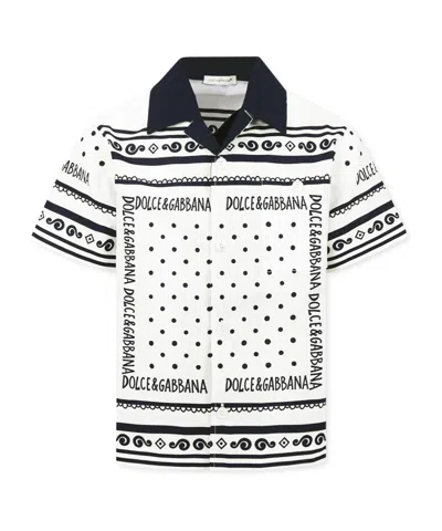 Dolce & Gabbana Kids' Short-sleeved Shirt In White