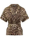 Dolce & Gabbana Short-sleeved Shirt With Animal Pattern In Brown