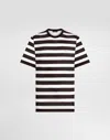 Dolce & Gabbana Short-sleeved Silk Jersey T-shirt With Striped Print In Multicolor