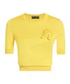 Dolce & Gabbana Short-sleeved Silk Sweater With Flower In Yellow