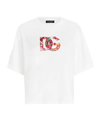 DOLCE & GABBANA DOLCE  GABBANA FLORAL LOGO T-SHIRT