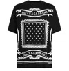 Dolce & Gabbana Black Crewneck T-shirt With Bandana Print All-over In Black