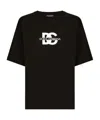 Dolce & Gabbana Black T-shirt With Crew Neck And Printed Logo On The Front In Black