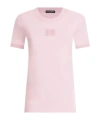 Dolce & Gabbana Jersey T-shirt With Raised Dg Logo Embroidery In Pink