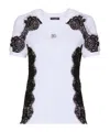 Dolce & Gabbana Logo Plaque T-shirt With Lace Inserts In Purple