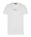Dolce & Gabbana White Crewneck T-shirt With Signature Logo In Cotton Man In White