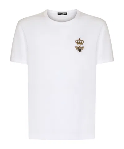 Dolce & Gabbana Embroidered Cotton T-shirt In White