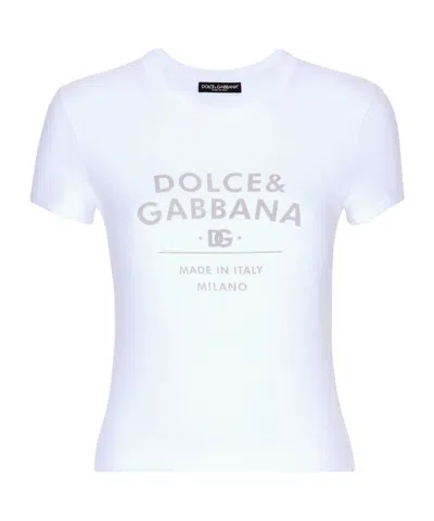 Dolce & Gabbana Logo Lettering-print Crewneck T-shirt In White