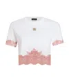 Dolce & Gabbana Cropped Jersey T-shirt With Dg Logo And Lace Inserts In White