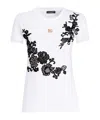 Dolce & Gabbana Jersey T-shirt With Dg Logo Pin And Lace Details In White