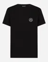Dolce & Gabbana Short-sleeved T-shirt With Dg Embroidery In Blu Scurissimo 1