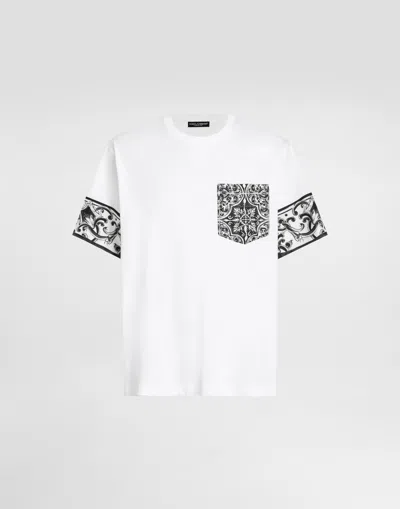 DOLCE & GABBANA SHORT-SLEEVED T-SHIRT WITH MAJOLICA PRINT