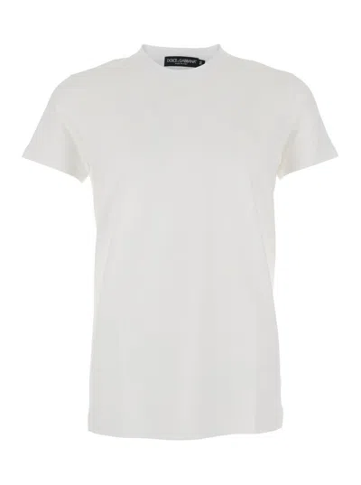 Dolce & Gabbana Short-sleeved T-shirt With Subtle Logo Detail In White