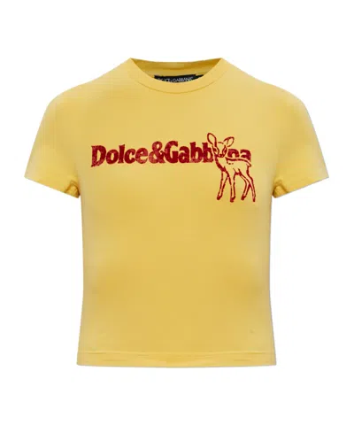 Dolce & Gabbana Short-sleeved T-shirt In Yellow
