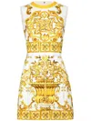 Dolce & Gabbana Majolica Cotton-blend Brocade Minidress In Multi