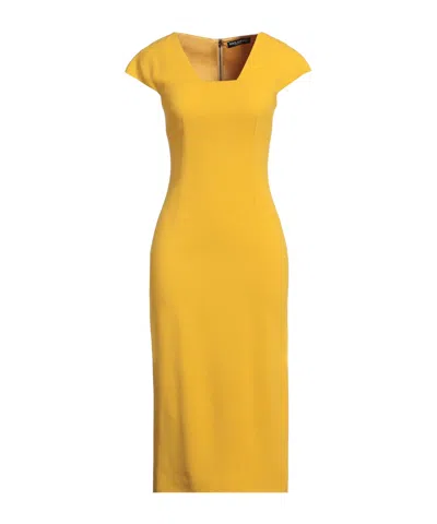 Dolce & Gabbana Short Sleeves Bodycon Dress In Yellow