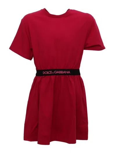 Dolce & Gabbana Kids' Short Sleeves Dress In Red