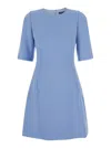 Dolce & Gabbana Light Blue Midi Fit And Flare Dress In Wool Woman In Blue