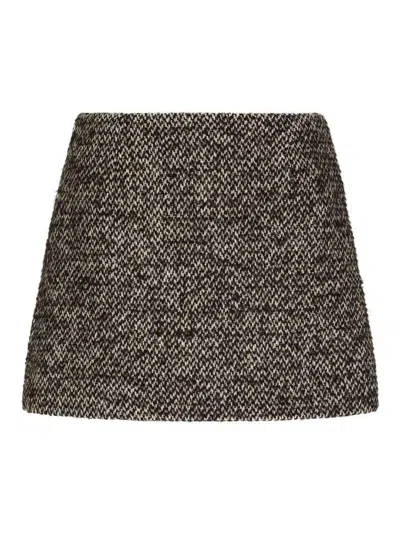 Dolce & Gabbana Short Speckled Tweed Skirt In Multi