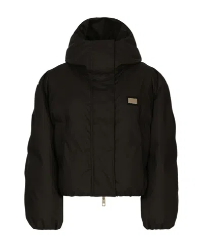 Dolce & Gabbana Short-style Casual Jacket With A Hat In Black