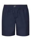 Dolce & Gabbana Short Swim Trunks With Logo Plaque In Blue