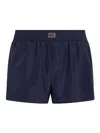Dolce & Gabbana Short Swim Trunks With Logo Plaque In Blue