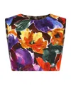 Dolce & Gabbana Brocade Crop Top With Abstract Flower Print In Fiori Astr F Marrone