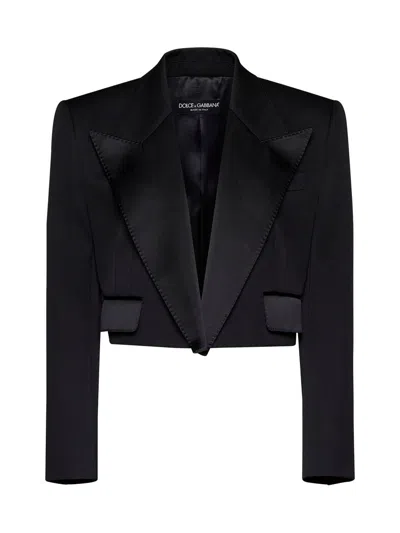 Dolce & Gabbana Short Tuxedo Jacket In Black