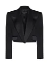 Dolce & Gabbana Wool-blend Cropped Blazer In Nero