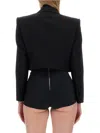 Dolce & Gabbana Cropped Wool-blend Tuxedo Blazer In Nero