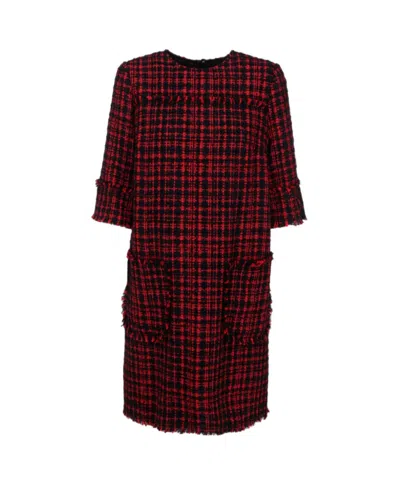 Dolce & Gabbana Short Tweed A-line Dress In Black