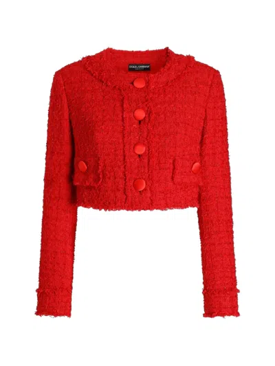 Dolce & Gabbana Short Tweed Jacket In Red
