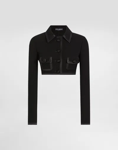 Dolce & Gabbana Short Wool Crepe Jacket In Black