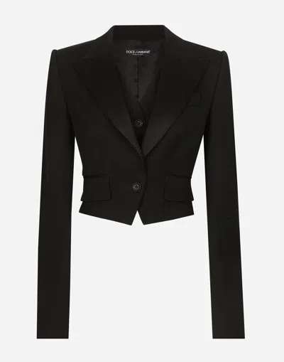 DOLCE & GABBANA SHORT WOOL GABARDINE JACKET WITH VEST