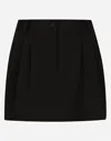 Dolce & Gabbana Dolce&gabbana Virgin Wool & Silk Blend Gabardine Tuxedo Skirt In Black