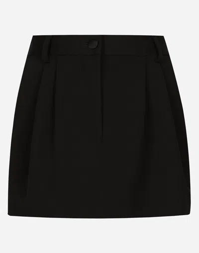 DOLCE & GABBANA SHORT WOOL GABARDINE TUXEDO SKIRT