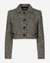 Dolce & Gabbana Wool Spinato Crop Jacket In Multicolor