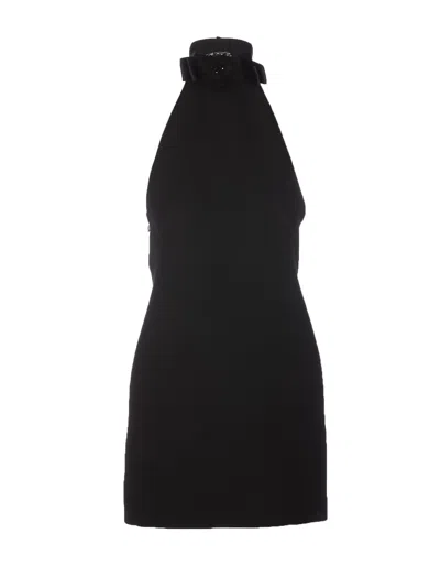 Dolce & Gabbana Short Woolen Dress With Rear Neckline In Black