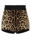 Dolce & Gabbana Brown Printed Stretch Silk Shorts In Animal Print