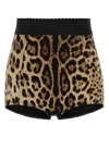Dolce & Gabbana Brown Printed Stretch Silk Shorts In Animal Print