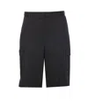 Dolce & Gabbana Black Bermuda Shorts With Logo Patch In Linen Man In Black