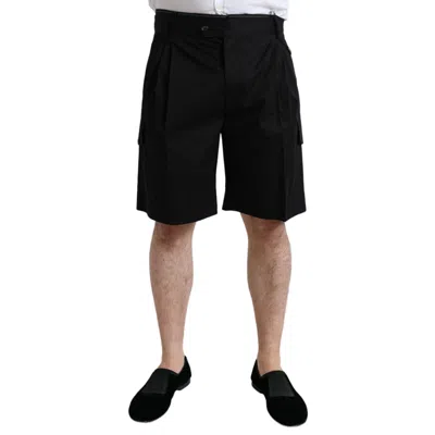 Pre-owned Dolce & Gabbana Shorts Black Cotton Stretch Cargo Bermuda It46/w32/s Rrp 860usd