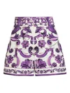 Dolce & Gabbana Multicolor Maiolica Print Bermuda Shorts In Purple