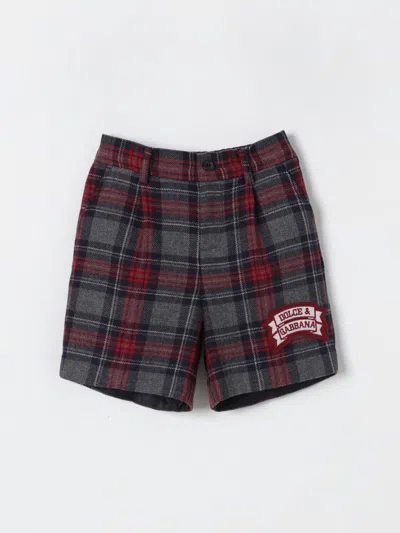 Dolce & Gabbana Kids' Logo-print Tartan-pattern Shorts In Blue