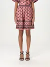 Dolce & Gabbana Bermuda Shorts In Silk With Striped Hem In Pink