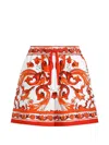 Dolce & Gabbana Shorts In Cotone Arancione Con Stampa Grafica Dolce E Gabbana In Orange