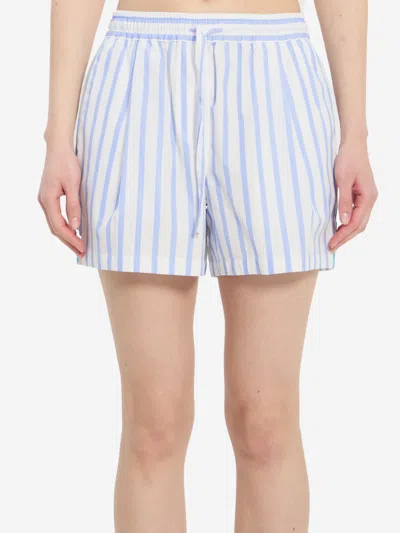 Dolce & Gabbana Shorts In Popeline A Righe In Blue