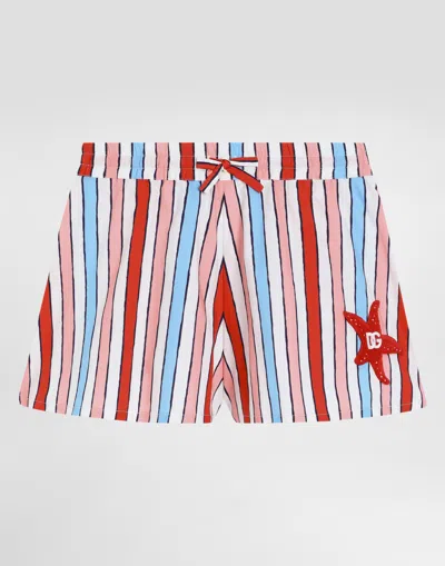 Dolce & Gabbana Kids' Striped Poplin Shorts In Multi